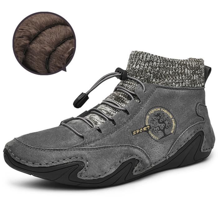 Chaussures Chaudes Homme Bottes Homme AX BOXING - Chaussures Hiver Chaudes Fourrées En Cuir - Antidérapantes Pour Neige - Taille 41-46 EU Bottines Lacets Homme