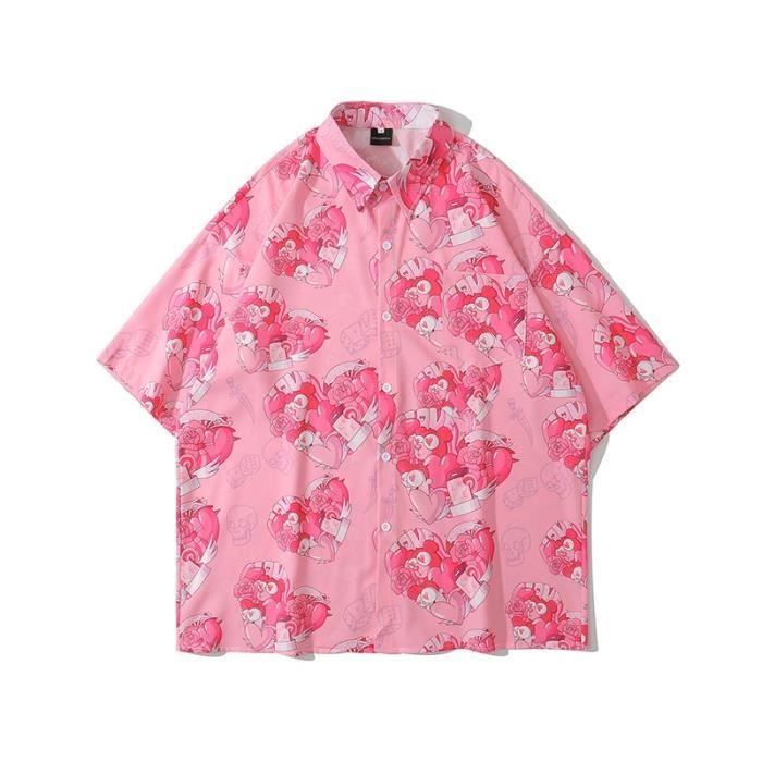 Chemise à Manches Courtes d'été en Coton et Lin Homme Chemise Boutonnée