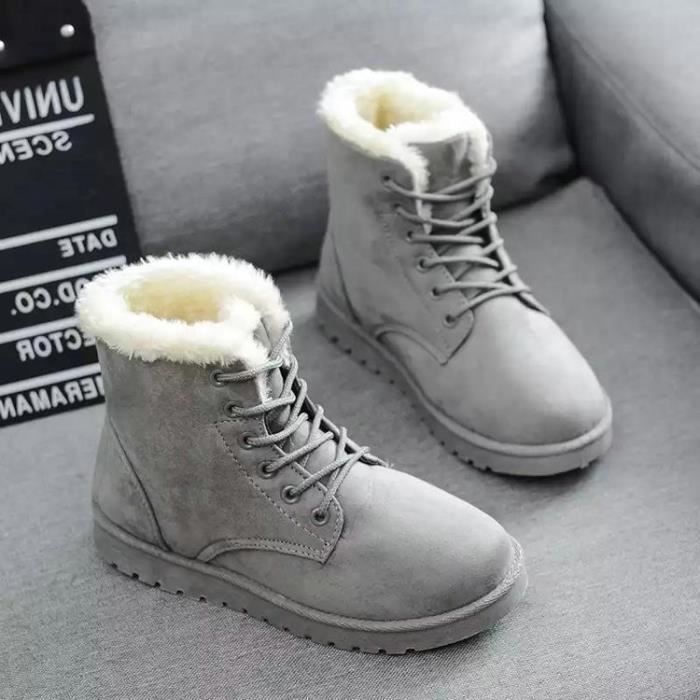 Bottes Martin femmes en coton épais 2022 hiver Gris Tube court