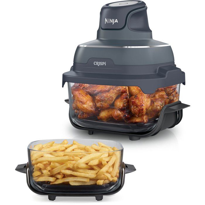 Friteuse sans huile en verre - Ninja - CRISPi FN201EUBL1 - 2 capacités 3 8L+2 3L - 4 modes de cuisson - 1700W - Bleu Cyber