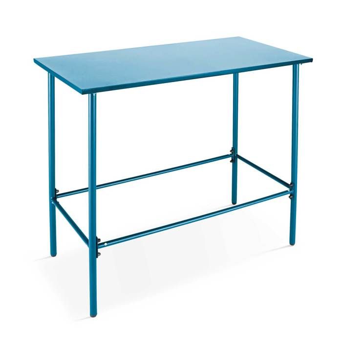 Table haute de jardin en métal bleu pacific 120 cm Palavas Oviala