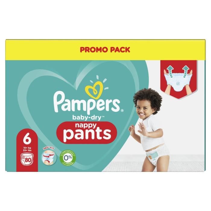 Couches culottes PAMPERS - Taille 6 - 15kg+ - Paquet de 80 couches