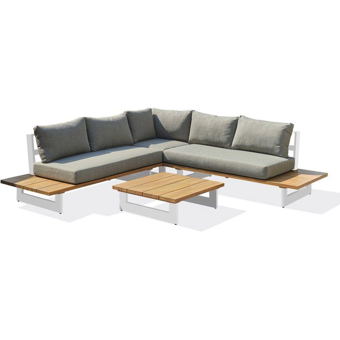 Salon de jardin aluminium Lavezzi DCB Garden et imitation bois H. 710cm x . 820cm - vue 2