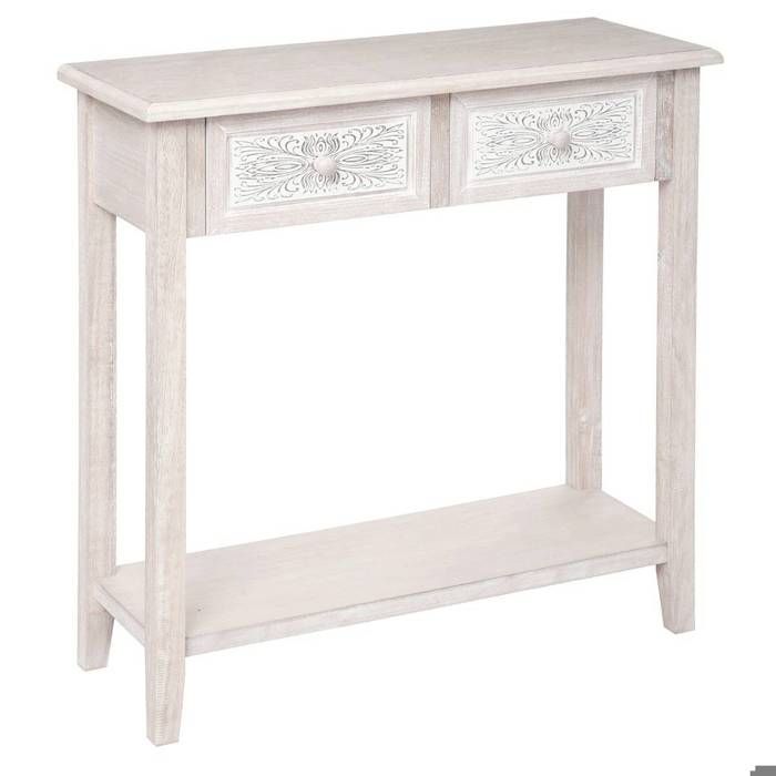 Console Hina avec étagère bois blanchi L80cm - Atmosphera Créateur dintérieur Console Hina avec étagère bois blanchi L80cm - Atmosphera Créateur dintérieur