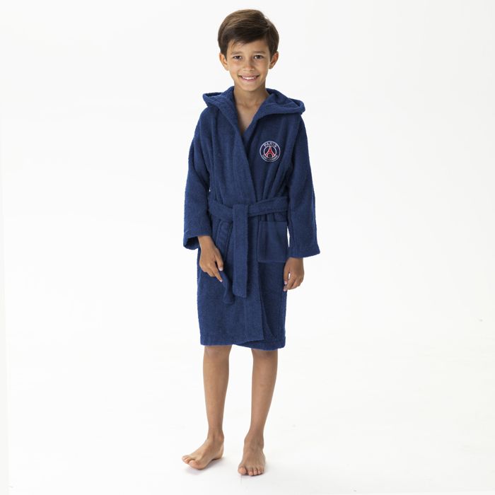 Peignoir enfant à capuche 100% Coton PSG RUBAN Bleu Taille