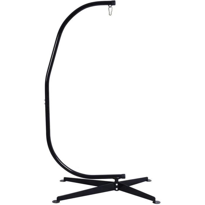 RELAX4LIFE Support de Hamac 112 x 79 x 205 CM  Pied Fauteuil Suspendu en Acier Revêtu en Noir  Capacité Max 150KG