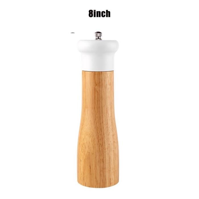 Ensemble Moulins à Sel Et Poivre Blanc Bois Et Inox 8+6 Pouces