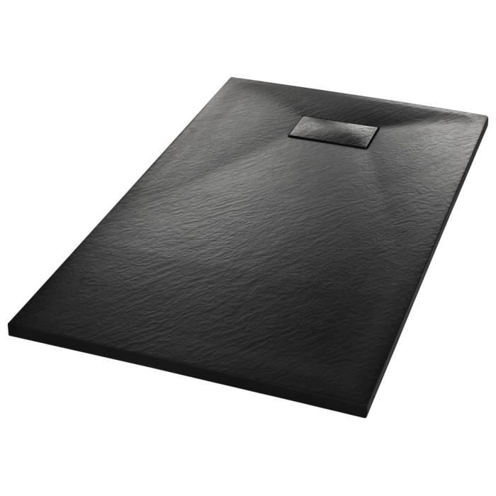 Bac de douche rectangulaire SALALIS Noir 120 x 70 cm - Résistant à l'usure, antidérapant et facile à nettoyer