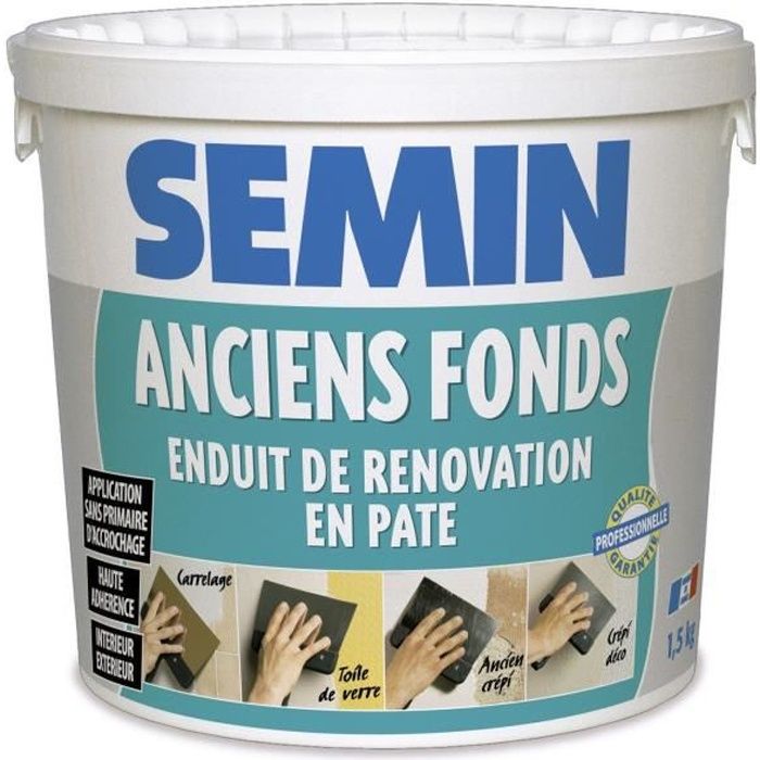 Enduit de rénovation pour les supports irréguliers Anciens Fonds Semin - intérieur-extérieur - seau de 1,5 kg