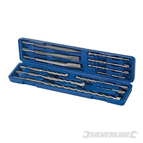 Jeu De 12 Forets Et Burins SDS-Plus Einhell - 10 Forets (5-16mm), 1 Burin Plat, 1 Pointeau - Pour Marteaux Perforateurs