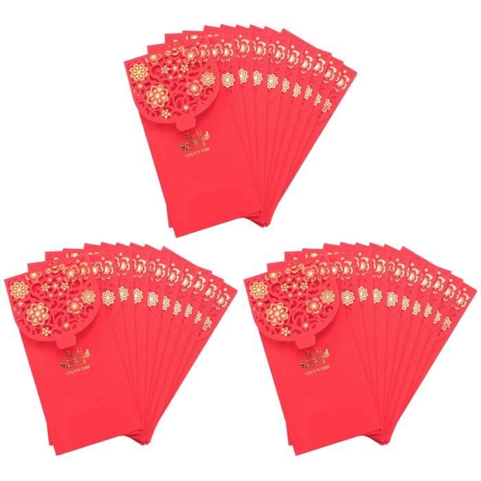 36 Enveloppes Rouges Chinoises Nouvel An 2024 - Année Du Dragon, Bénédictions Dorées, Pour Cadeaux Argent