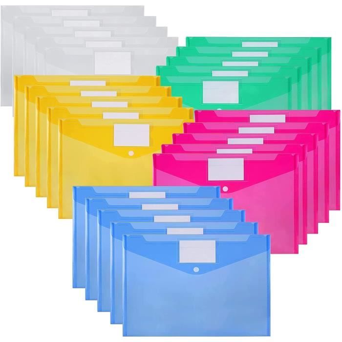 Eco-eco Lot De 5 Pochettes A4+ 50% Recyclées Avec Bouton