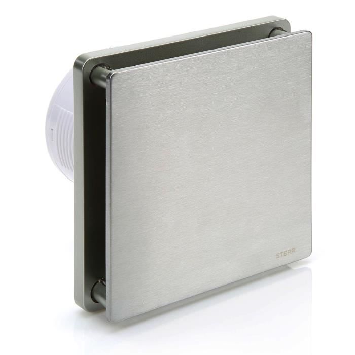 STERR LFS100-QST - 100 mm Extracteur de Salle de Bain, Minuterie, 95 m³/h, Argent