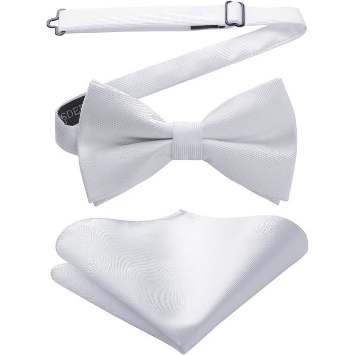 Nœud Papillon HISDERN Pré-Noué Réglable Avec Carré De Poche - Cadeau Élégant Pour Homme