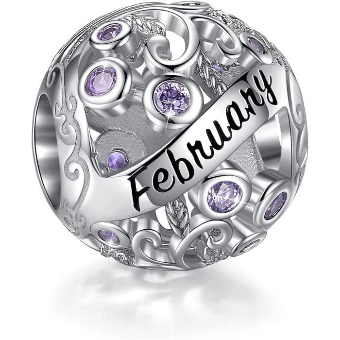 Charme Pierre De Naissance Argent Sterling 925 - Breloque Mois Janvier à Décembre - Cadeau Anniversaire