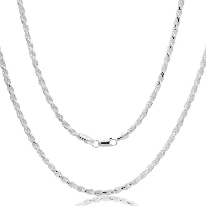 Collier Maille Figaro Argent 925 Rhodié 70cm - Aka Gioielli Pour Homme/Femme