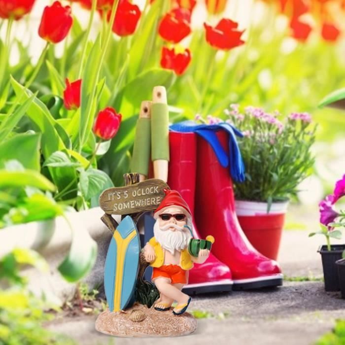 Runsmooth Ornement Nain De Jardin 19 Cm - Statue Nain Cueillant Champignons - Décoration Extérieure Drôle