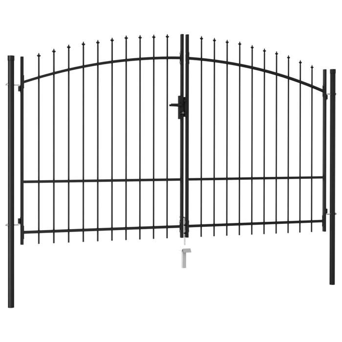 vidaXL Portillon double porte avec dessus à pointe Acier 3x1 75