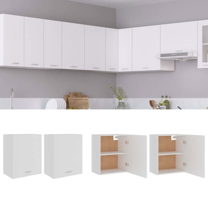 vidaXL Armoires suspendues 2 pcs Blanc 50x31x60 cm Bois d’ingénierie 805078