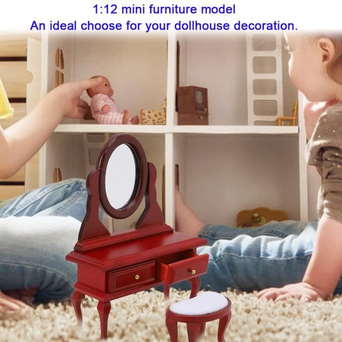 Meuble Maison Poupee Coiffeuse Miniature 1:12 En Bois - Meuble Maison De Poupée Avec Tiroir Meuble Maison Poupee Coiffeuse Miniature 1:12 En Bois - Meuble Maison De Poupée Avec Tiroir