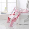 Siège Toilette Enfant avec Échelle - Rose + Blanc - Pliable et Réglable - Anti-dérapant-1