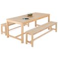 IDMARKET Salon de jardin en bois UVITA table de jardin 180 cm + 2 bancs-1