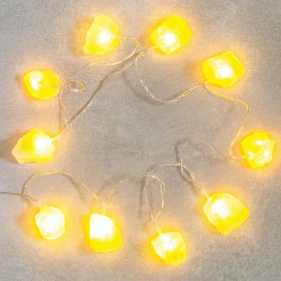 Guirlande lumineuse LED cristaux de sel Guirlande lumineuse au sel de  l'Himalaya Lampe en cristal de sel à piles, minuteur, 10x LED 0,06W blanc  chaud, LxPxH 165x4x4 cm