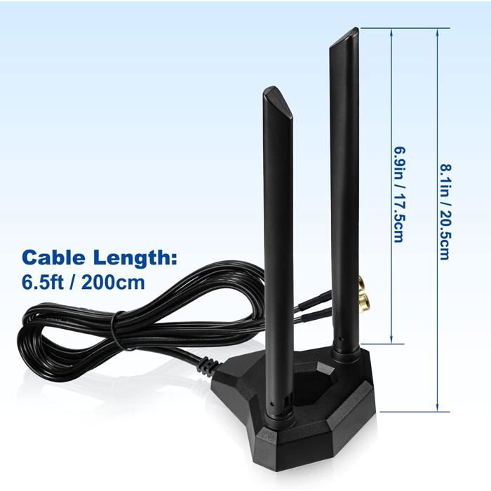 GERUI Antenna WLAN 2,4 GHz 5 GHz 5,8 GHz 3 dBi RP-SMA antenna