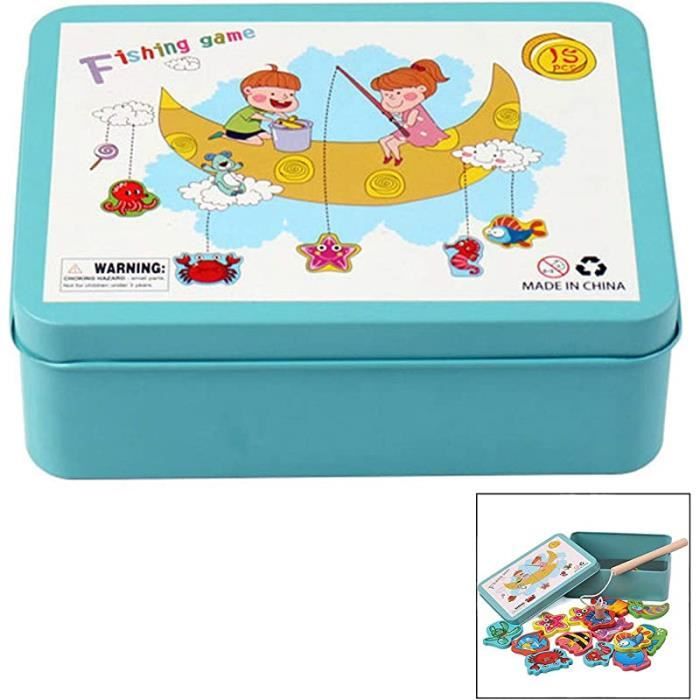 Jeu De Pêche Magnétique En Bois – 15 Poissons, Canne Incluse – Éducatif, Couleurs, Chiffres – Cadeau Fille Garçon Dès 2 Ans