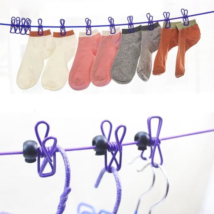 Relaxdays Corde à linges rétractable, 12 m, étendoir, usage intérieur/ extérieur, Séchoir, fil à linge, plastique, blanc - Maison