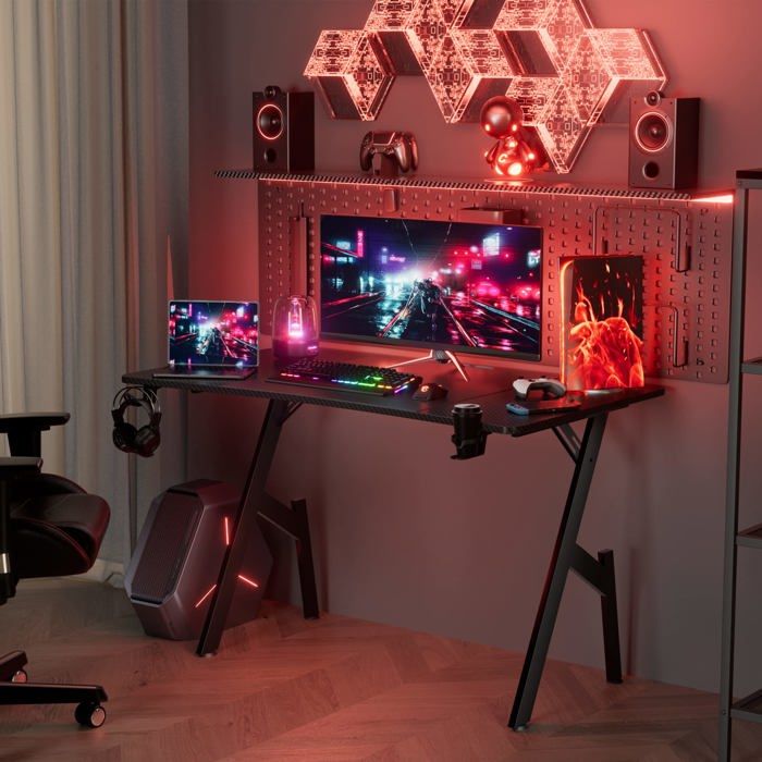 140 × 60 cm Bureau Gamer pour Gaming PC Informatique Ergonomique