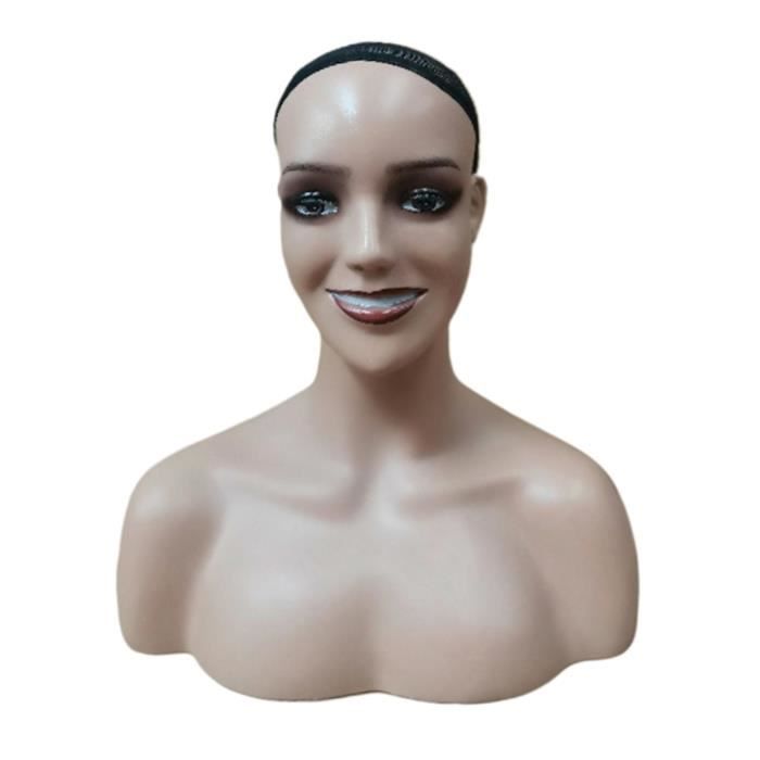 Tête De Mannequin Femme Chauve Avec Épaules – Présentoir à Chapeaux 54cm