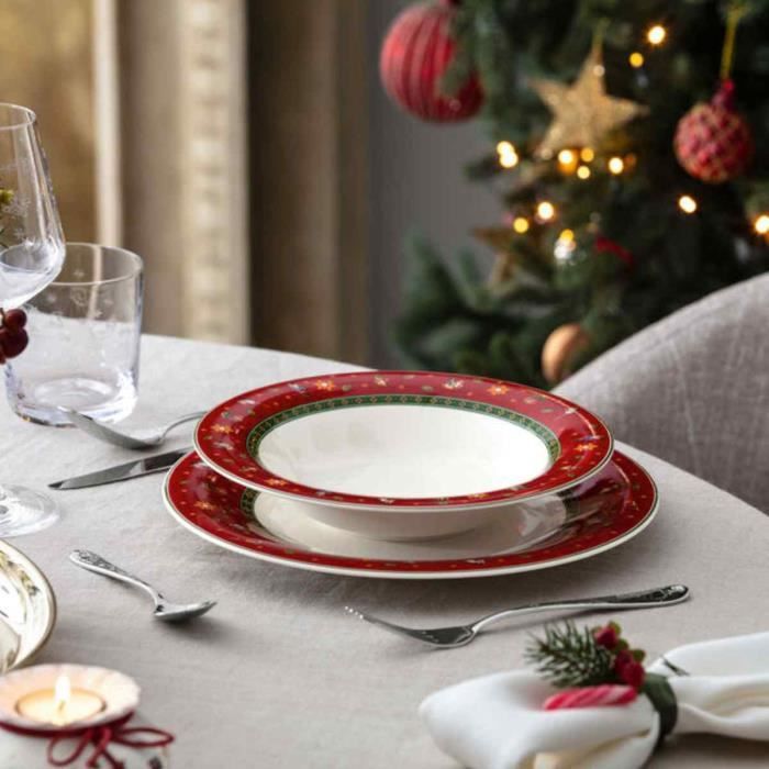 Assiette Plate Villeroy & Boch Toy's Delight 29cm - Porcelaine Premium Blanc/Rouge - Style Rétro Noël