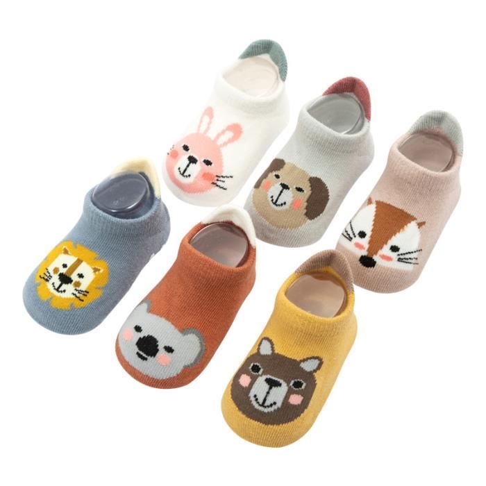 Renard rose Chaussettes de sol pour b b de type cartoon debout bas prix 0 3 ans