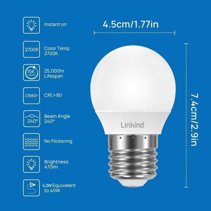 Lot de 10 ampoules LED E14 Mini Globe 5.5W 470 lumens Eq 40W