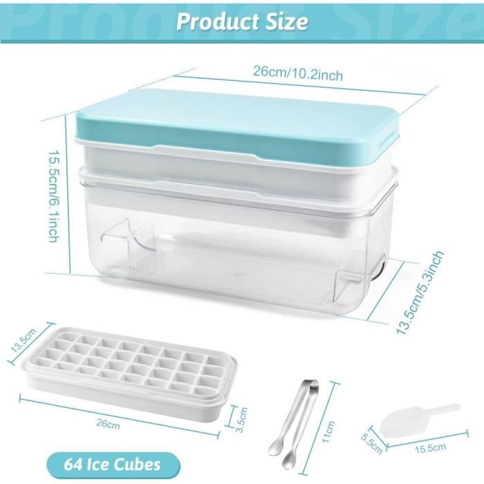 3 Bacs à Glaçons Silicone Fousenuk - Avec Couvercles - 6+6+8 Cases - Pour Whisky, Cocktails, Boissons