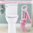 Siège Toilette Enfant avec Échelle - Rose + Blanc - Pliable et Réglable - Anti-dérapant-2