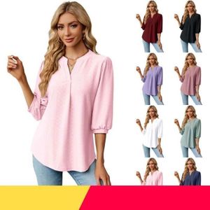 Chemisier Transparent Femme AB Studio - Taille L - Manches Courtes Élastique - Motif Géométrique - Occasion Très Bon État