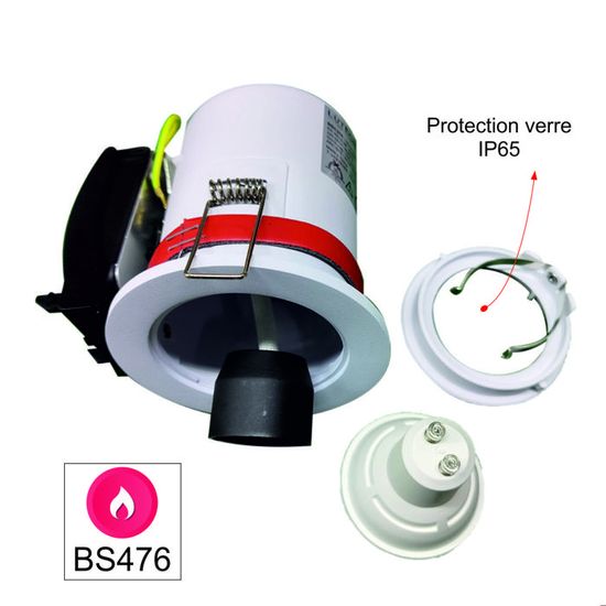 Lot De 5 Supports Spot BBC IP65 Inox 87 Mm - Douille GU10 Automatique - Neuf Sous Blister