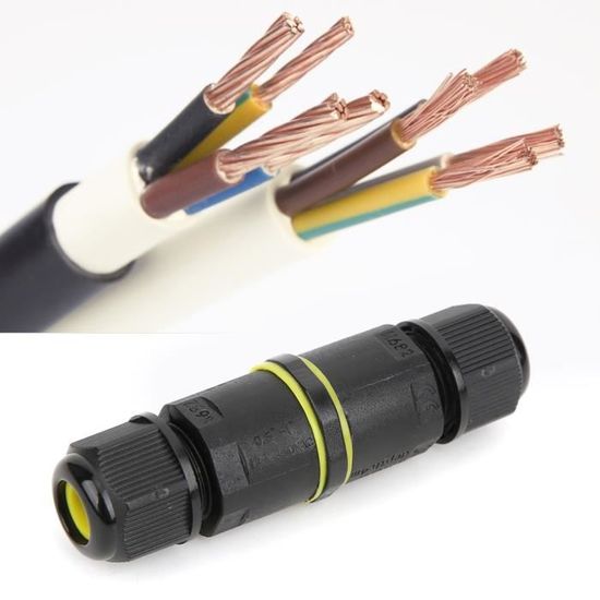2 pièces connecteur de fil électrique étanche, IP68 extérieur 3 broches  boîte de jonction câble électrique connecteur de fil - Cdiscount Bricolage