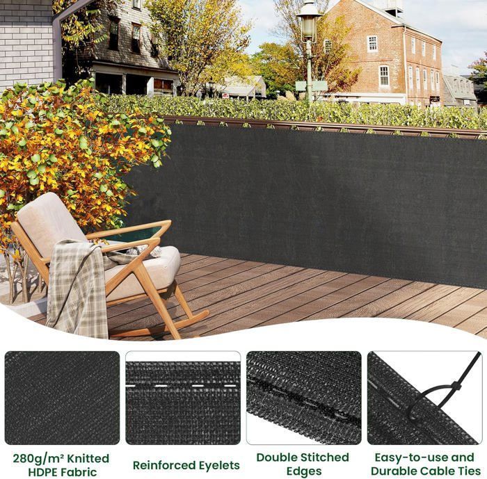 WOLTU Brise-Vue 1,5x15 m, Filet d'ombrage Clôture d'ombrage en Tissu WOLTU Brise-Vue 1,5x15 m, Filet d'ombrage Clôture d'ombrage en Tissu