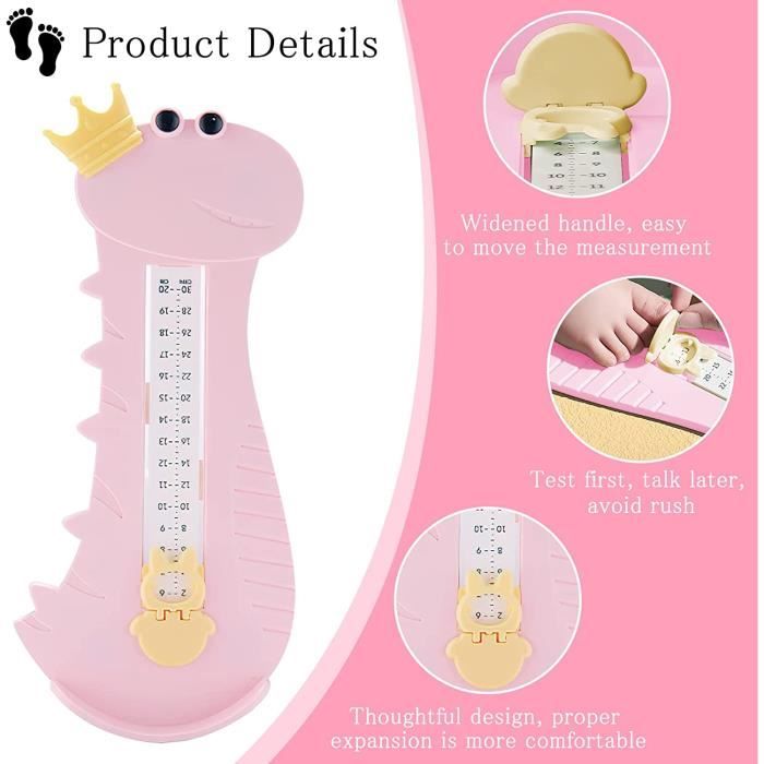 MYLERCT Pédimètre Enfant, 20CM Mesure Pied Enfant, Double Echelle Mesure  Pied Bebe, Convient Aux Enfants pour Mesurer la Pointure de Chaussure  (Rose) : : Mode