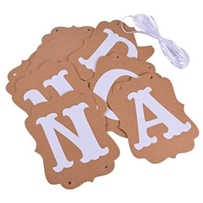 Banderole Vintage CANDY BAR Pour Mariage – Décoration Guirlande En Carton, 8 Drapeaux, 2,4 M, Noir Ou Blanc