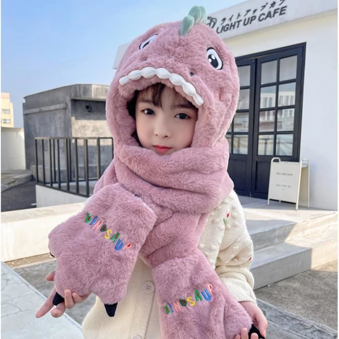 Kalavika 3 en 1 Bonnet Enfant Unisexe en Peluche Doux Dinosaure