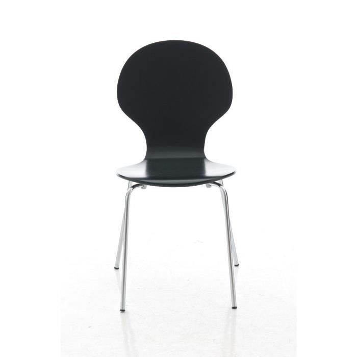4 Chaises Visiteur Empilables CLP Aaron | Siège Bois, Structure Métal | Blanc | 120kg
