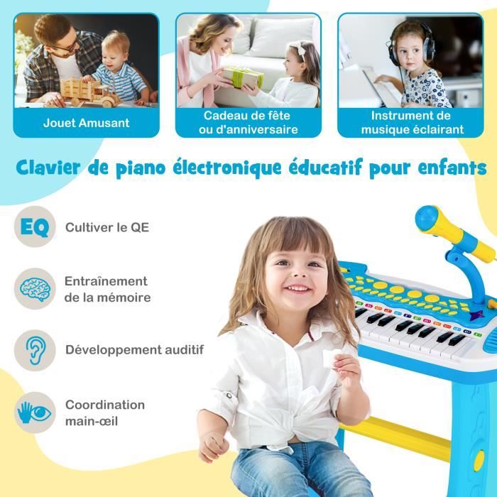 Clavier sur Pied - avec Tabouret Enfants Piano, Chargable Clavier Piano, 37  Touches Portable Musique Clavier Électronique - Rose - Cdiscount  Instruments de musique