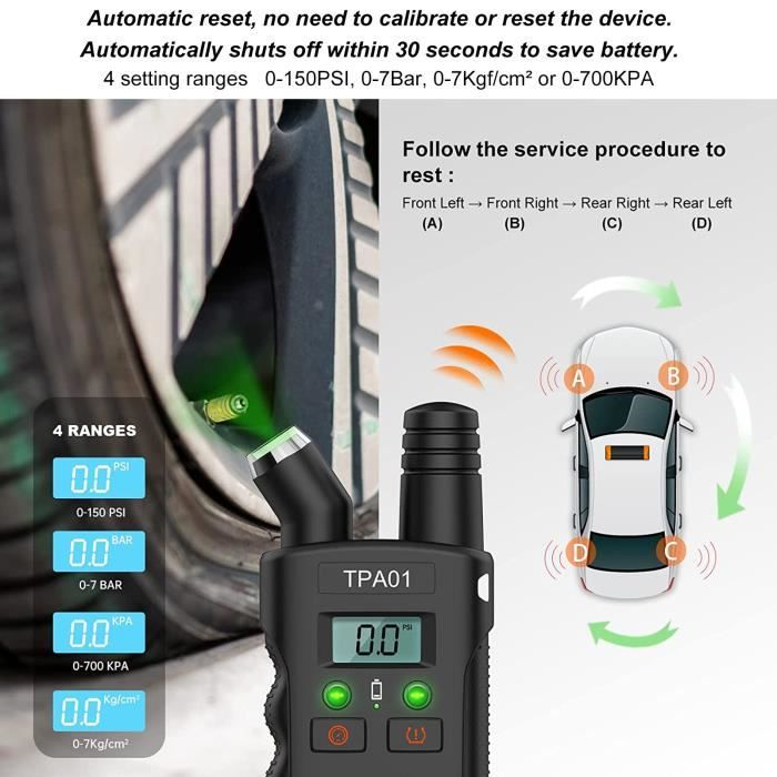 Jauge de pression des pneus voiture Outil d'activation TPMS