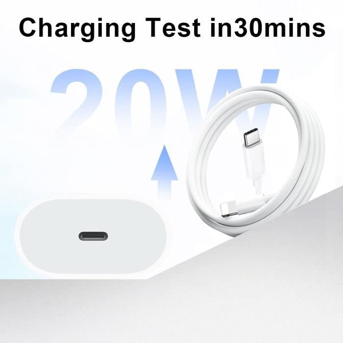 Chargeur Rapide 50W USB-C Dual + Câble 1m MFi – Prise FR, Neuf