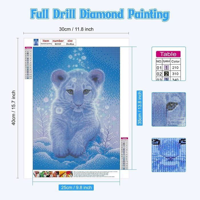 Kit Diamond Painting 5D Gatto - Pittura Con Diamanti Per Adulti E Bambini, 30x40 Cm - Foto 9