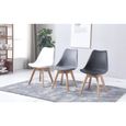 Clara - Lot de 2 chaises scandinave - Blanc - pieds en bois massif design salle à manger salon chambre - 49 x 58 x 82 cm-3